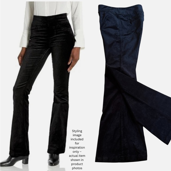 NEW Paige Women's Size 33 High Rise Lou Lou Flare Velvet y2k Pants Navy MSRP$249 - Picture 1 of 7